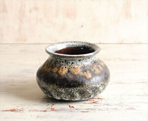  Германия из Vintage керамика. ваза ваза для цветов Art pottery Fat Lava цветок pot один колесо .. цветок основа Mid-century _ig3679
