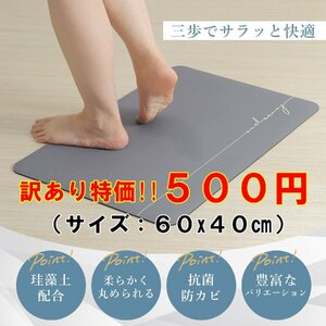 【訳あり特価】送料込500円！珪藻土バスマット デザインはおまかせ！ 小判(60x40cm)　珪藻土マット 柔らか ソフト 速乾 バスマット 足拭き