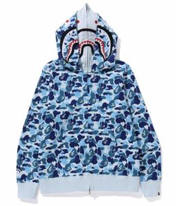 BAPE DOUBLE SHARK FULL ZIP BLUE M パーカー アベイシングエイプ エイプ パーカー A BATHING APE