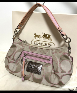 美品■ COACH コーチ 16293 シグネチャー ポピー ナイロン 2WAY ハンドバック ショルダーバック 箱有り 送料込み