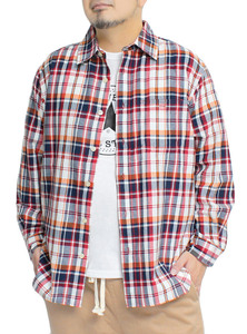 【新品】 2L レッド コンバース CONVERSE 長袖シャツ メンズ 大きいサイズ コットン プリント 半袖 Tシャツ アンサンブル ストライプ チェ