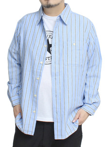 【新品】 2L ブルー コンバース CONVERSE 長袖シャツ メンズ 大きいサイズ コットン プリント 半袖 Tシャツ アンサンブル ストライプ チェ
