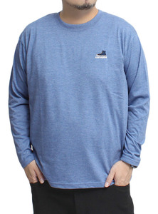 【新品】 3L ブルー コンバース CONVERSE 長袖Tシャツ メンズ 大きいサイズ シューズ 刺繍 プリント クルーネック カットソー