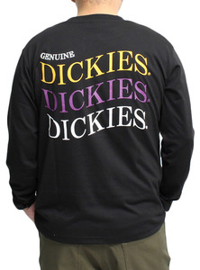 【新品】 2L ブラック ジェニュイン ディッキーズ GENUINE Dickies 長袖 Tシャツ メンズ 大きいサイズ ワンポイント ロゴ 刺繍 バックプリ