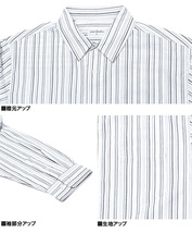 【新品】 2L ホワイトチェック 長袖シャツ メンズ 大きいサイズ パナマ素材 半袖 無地 Vネック Tシャツ 2点セット アンサンブル ストライプ_画像8