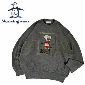 特大サイズ 極美品 最高級 Munsingwear フワフワ極上 蓄熱保温 ウール ニット セーター メンズLB マンシングウェア ゴルフウェア 240101