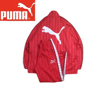 新品 定番人気 PUMA ビッグロゴ サイドライン シャドーストライプ ストレッチ ジャージ 上下セット セットアップ メンズL O プーマ 2312248