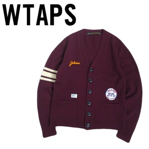 極美品 名作 08年製 WTAPS RED DAWN JOCKS ウール ニット レタード カーディガン セーター メンズ ダブルタップス ネイバーフッド 2401150A