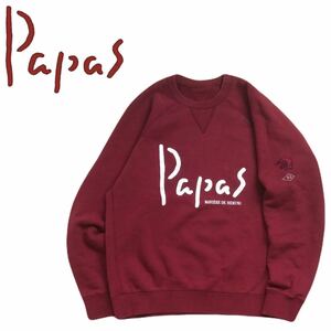 極美品 ビッグロゴ Papas カジキ 蓄熱保温 両V ラグラン 肉厚 スウェット トレーナー メンズ パパス 日本製 マドモアゼルノンノン 2401183