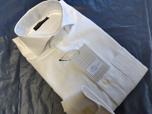 L寸・新品／日本製・ホリゾンタルカラーシャツ■オフホワイト色ドビー
