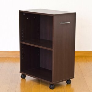  outlet price new goods storage furniture with casters shelves rack color box wooden 2 step bookcase chest desk wagon dark brown color 