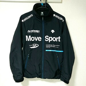 良品 DESCENTE ATHLETIC デサント MOVE SPORT ムーブ スポーツ ジャケット ジャンパー ウインドブレーカー 裏地 黒 白 ブルー ロゴ S 人気