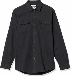 【Lサイズ】[Amazon Essentials] フランネルシャツ 2ポケット スリムフィット 長袖 メンズ