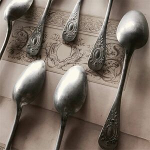  France antique e tongue ... rose lease . large spoon pyu-ta-. silver silver cutlery tina- Cafe Vintage 