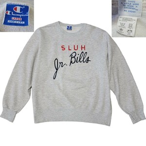 【美品】USA製 90S 90年代 青刺繍タグ後期 チャンピオン Champion スウェット L カレッジ 霜降り トレーナー SLUH JR.BILLS リバースリーブ