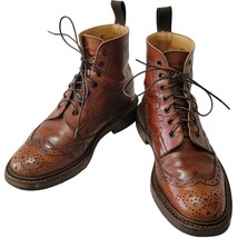 【国内定価約13万】英国製 Tricker’s トリッカーズ M2508 カントリーブーツ MALTON マロン 8 茶 レースアップブーツ ウィングチップ_画像2