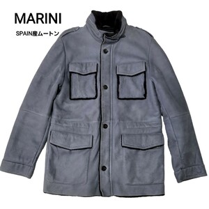 [ первоклассный. качество ] Испания производство Marie niMARINI мутоновое пальто M65 мутон блузон кожа ягненка милитари жакет капот кожаный жакет XL