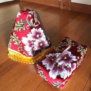 金華山　桜　2点セット　シフトブーツカバー　ティッシュカバー　デコトラ レトロ　ハンドメイド