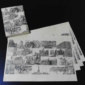 [ New York ] library book@ book cover 5 pieces set paper made 