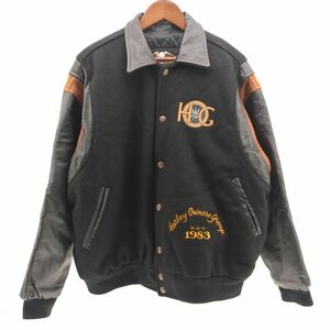 HARLEY-DAVIDSON スタジャン ブラック×ブラウン SIZE M 90’s ハーレーダビッドソン ◆3109/宮竹店