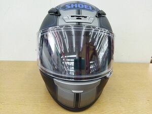 SHOEI ショウエイ Z-7 バイク用ヘルメット フルフェイス Mサイズ(57cm) 2018年製 ブラック×ブルー ※キズあり◆3110/宮竹バザール店