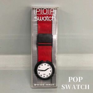 H■ジャンク■ POP SWATCH スウォッチ 腕時計 レッド×ブラック 赤 黒 アナログ Reg Des シンプルデザイン ウォッチ 時計 ケース入り