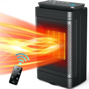 新品未使用・送料無料 セラミックファンヒーター リモコン付 自動首振 1200W 3段階温度調整 過熱保護 転倒自動オフ タイマー付 PSE認証済