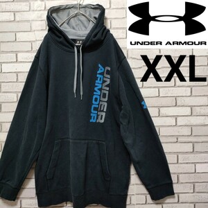 UNDER ARMOUR（アンダーアーマー）ロゴパーカー XXL（3L） 黒（Ju20） ブラック（ダークネイビー）プルオーバーフーディ