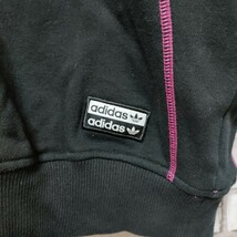 adidas（アディダス）ビッグロゴスウェット OT（=LL、XL ）黒×白×ピンク（Ju54） 長袖トレーナー トップス スウェット②_画像4