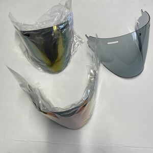 YS011-A37 ARAI アライSAZR ミラーシールド スモーク等 シールド バイク ヘルメット 3枚 B品 傷汚れパーツ欠け有り 袋無し アクセサリ