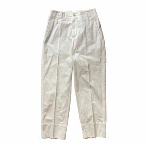 美品 BRUNELLO CUCINELLI ブルネロクチネリ センタープレス コットン ハイウエスト パンツ レディース 34