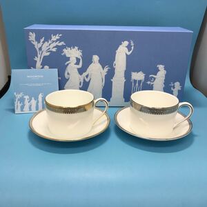  サ) 【未使用品】 WEDGWOOD ウェッジウッド ヴェラウォン ヴェラレース ペア カップ＆ソーサー プラチナ ゴールド VERAWANG VeraLace 