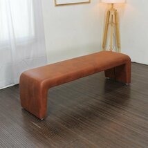 新品 未使用 スツール ベンチタイプソファ ダイニングソファ ヴィンテージ調 ファブリック 5万 661-bench-k70_画像1