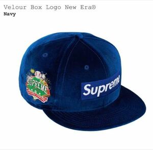 新品未開封品 SUPREME VELOUR BOX LOGO NEW ERA cap NAVY 22FW 紺 ベロア キャップ ボックス ロゴ