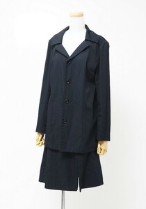 TG9647〇トリコ コムデギャルソン/tricot COMME des GARCONS*AD1995*セットアップ*ナイロン*ジャケット*膝丈*フレアスカート*0*ネイビー