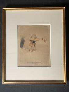 【版画】《アントワーヌ・ヴァトー》「腕を上げた裸の女性」裸婦図 リトグラフ 額装 ロココ時代 フランス