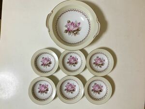 b62 Noritake ノリタケ 1947年 国内向け 月桂樹 アラベスク風 マルキ印 プレート 食器 小皿6枚 大皿1枚 計7枚セット