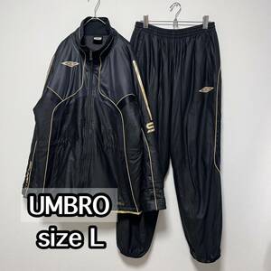 アンブロ　UMBRO セットアップ　ウインドブレーカー 上下セット スポーツウェア デサント製　ジャージ 黒　ブラック　L 