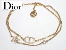 1294[A]■正規品■Christian Dior クリスチャンディオール/PETIT CD ダブル ブレスレット/ゴールドカラー/ロゴ/星 スター/2連/レディース_画像1