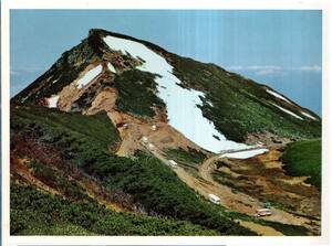 絵葉書　乗鞍岳　烏帽子岳附近を行く登山バス　山岳残雪バス等　長野県観光名所絵はがき