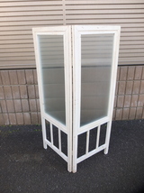 Vintage Glass partition ビンテージ モールガラス 折り畳みパーテーション 間仕切り 衝立 シャビー ケビント 昭和レトロ 扉 戸 洋館 硝子_画像2