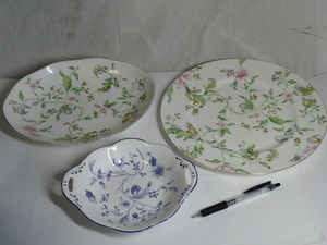 Wedgwood ウェッジウッド ３客◆Blue Plum ウィンザートレイ19.5×16.5/Sweet Plum オーバルプレート25.5×19.5/大皿 27cm