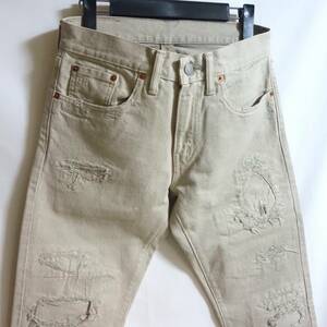【良好 RRL Slim Fit Jeans デニムパンツ W28（76cm）】BEIGE リペア加工 スリムフィット ジーンズ ダブルアールエル