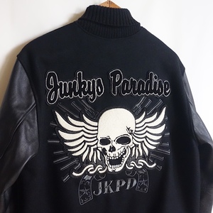 【JUNKY'S PARADISE 袖革 アワードジャケット L】JKPD スタジャン メルトン 袖レザー BACK STREET CRAWLER ジャンキーパラダイス