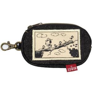 EDWIN スヌーピー ビーグルスカウト スマートキーケース PEANUTS SNOOPY グッズ コラボ商品 キャラクター デニム地 カー用品 車 鍵 キーカバー