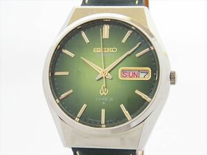 ◆◇SEIKO セイコー TYPE II タイプ2 デイデイト 7546-8160 クォーツ グリーン文字盤 SS 1978年製 カットガラス◇◆