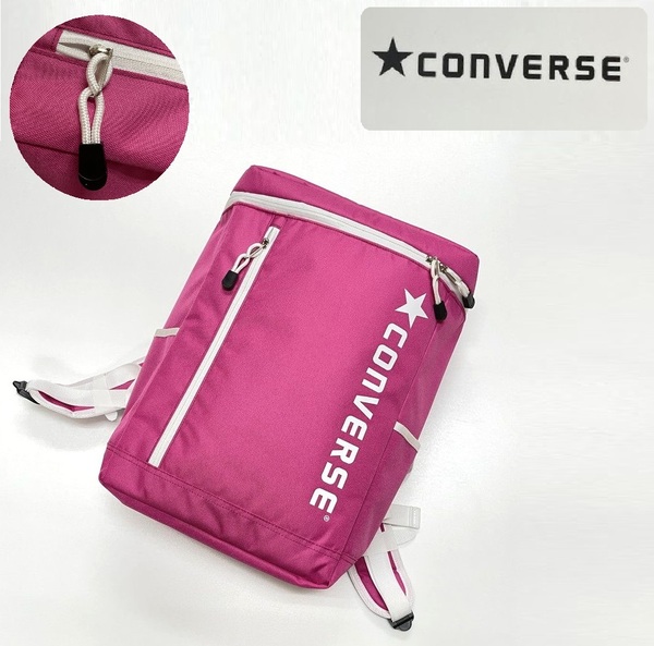 未使用品 CONVERSE ピンク スクウェアリュックサック ワンボックスバックパック A4サイズ メンズ レディース アウトドア タグ コンバース