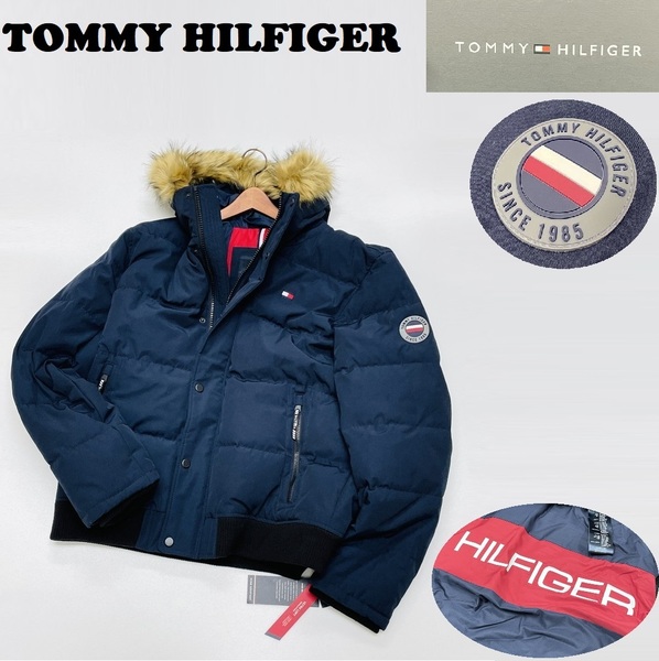 未使用品 /XL/ TOMMY HILFIGER ネイビー スノーケルフーディー パファージャケット メンズ カジュアル アウトドア タグ トミーヒルフィガー