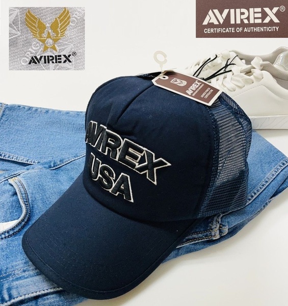 未使用品 AVIREX ネイビー メッシュキャップ 大きいサイズ 大きめ ビッグサイズ メンズ アウトドア キャンプ アビレックス アヴィレックス