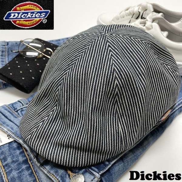 未使用品 Dickies ストライプ ハンチング キャップ アメカジ メンズ レディース カジュアルアウトドア キャンプ バイク ロゴ ディッキーズ